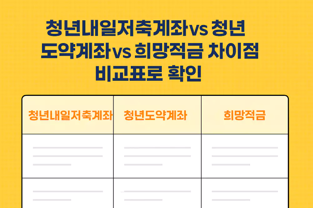 청년내일저축계좌 청년도약계좌 희망적금 차이점
