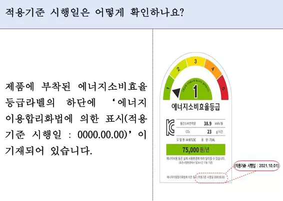 적용기준 시행일 확인