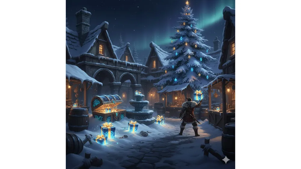아이온2 루돌프 선물 상자 위치 공략을 위한 눈 덮인 마을과 빛나는 선물 상자 썸네일