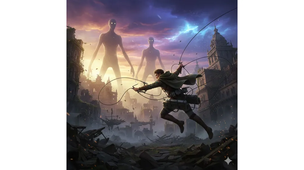 타이탄 혁명 공격 코드 보상과 액션 장면을 묘사한 썸네일