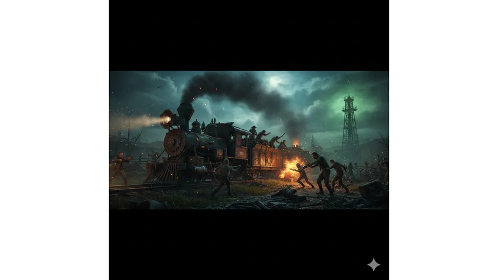 로블록스 데드 레일 코드를 활용한 좀비 서바이벌 기차 액션 장면