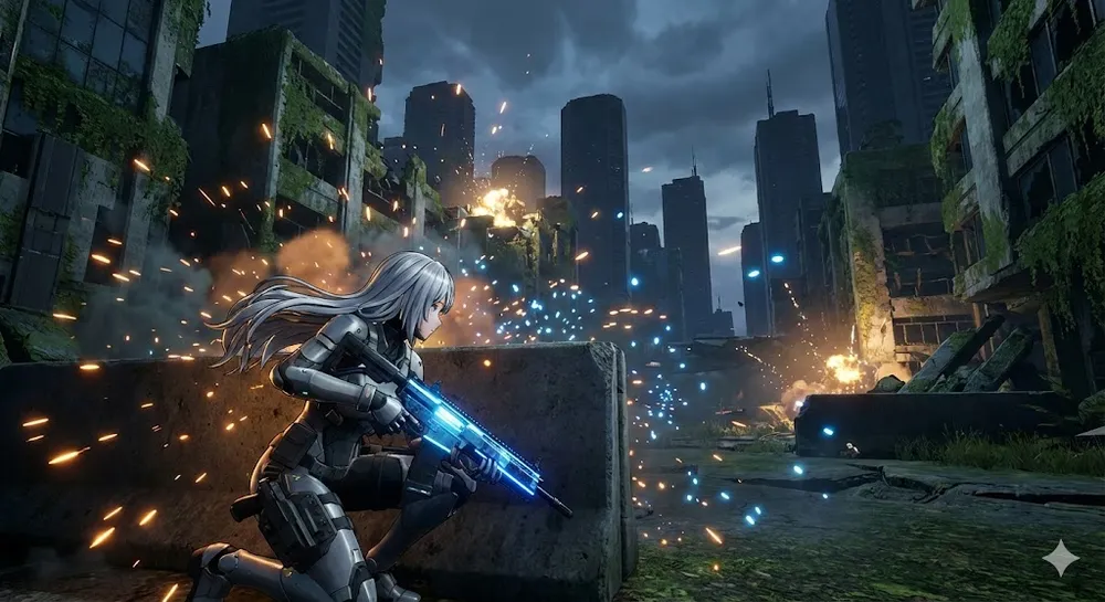 소녀전선2 망명 리딤코드 보상을 암시하는 화려한 전투 장면 썸네일