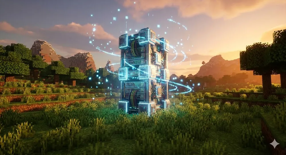 마인크래프트 버킷 서버 여는법과 Paper 구동기가 실행되는 3D 렌더링 이미지