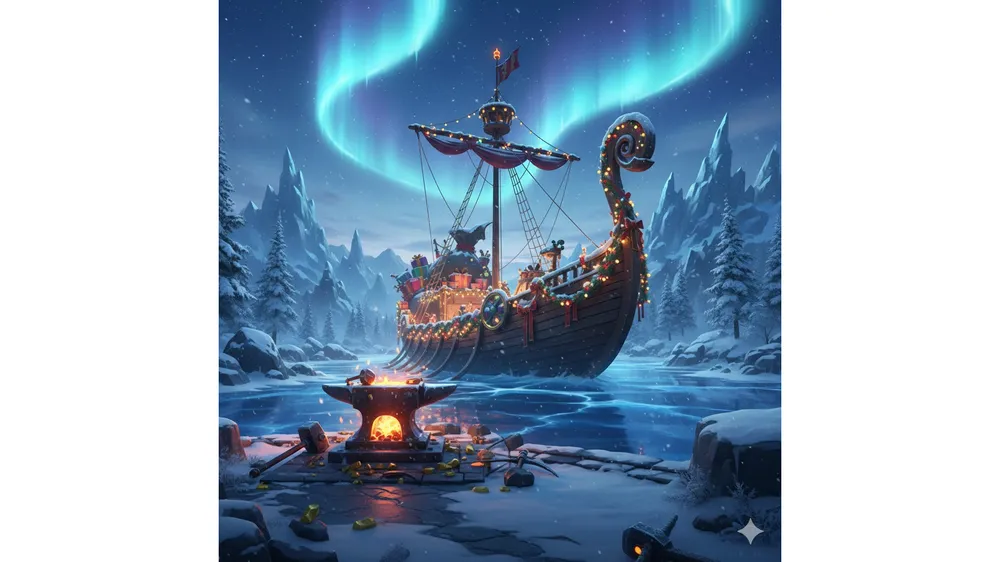 The Forge XMas Ticket 파밍을 위한 산타 배와 설원 배경