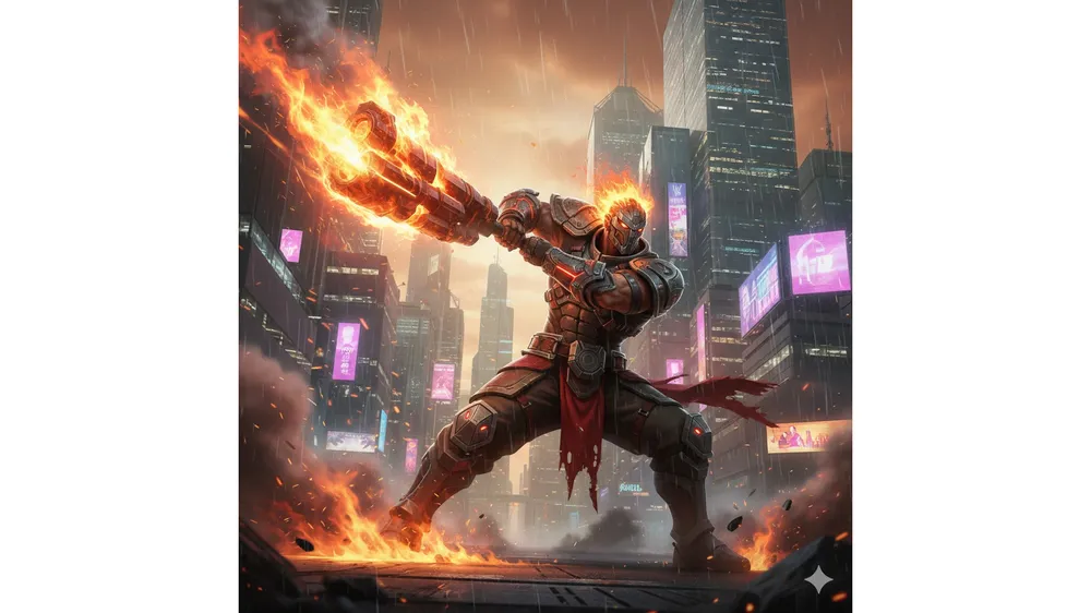 젠존제 반악 공략을 위한 불속성 전사 캐릭터의 역동적인 전투 장면