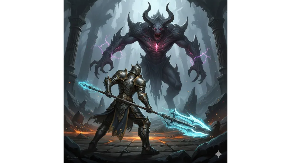 아이온2 데우스 검성 공략 썸네일, 거대 보스와 대치하는 검성 캐릭터