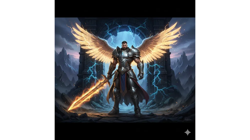 아이온2 바크론 날개를 장착하고 던전 앞에 서 있는 캐릭터 스펙업 공략 썸네일