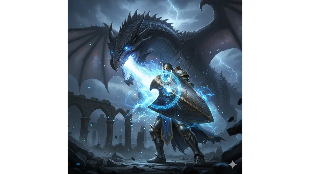 아이온2 수호성이 거대한 방패로 공격을 막아내는 모습과 추천 스킬트리