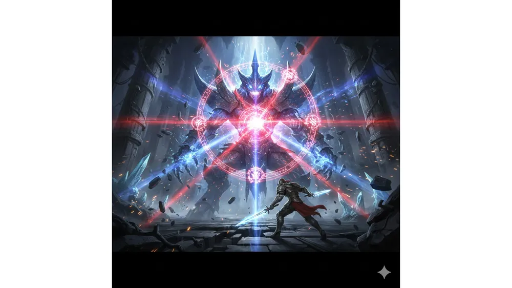 아이온2 초월 던전 공략 썸네일, 보스 아티엘과 전투하는 장면