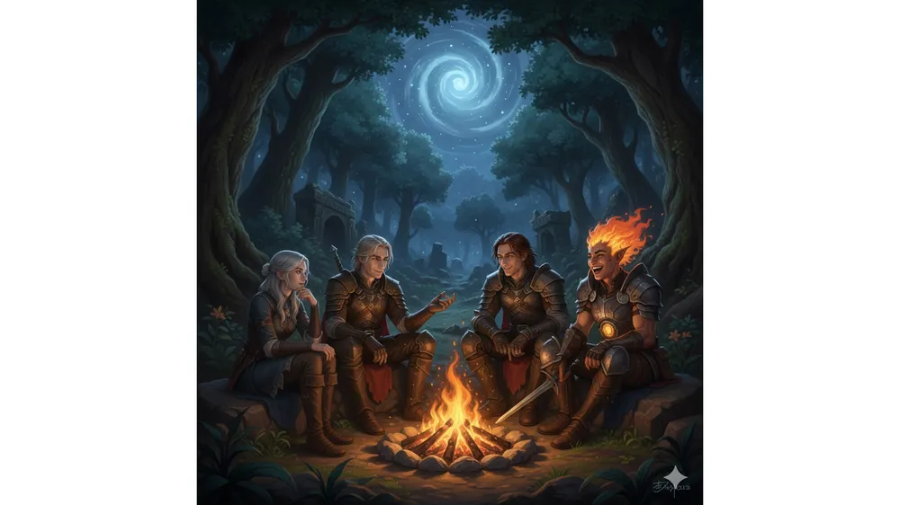 발더스 게이트 3 야영지에서 긴 휴식을 취하는 동료들의 모습