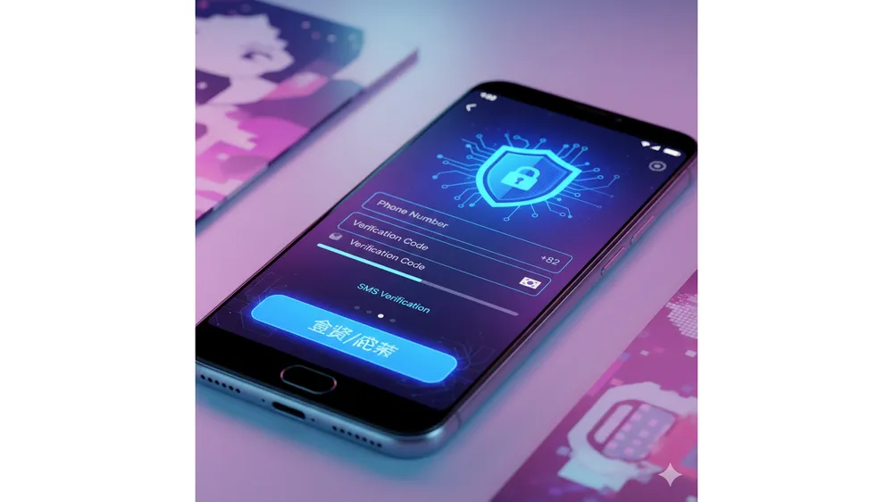 비리비리 회원가입 및 한국 번호 인증 스마트폰 화면 일러스트