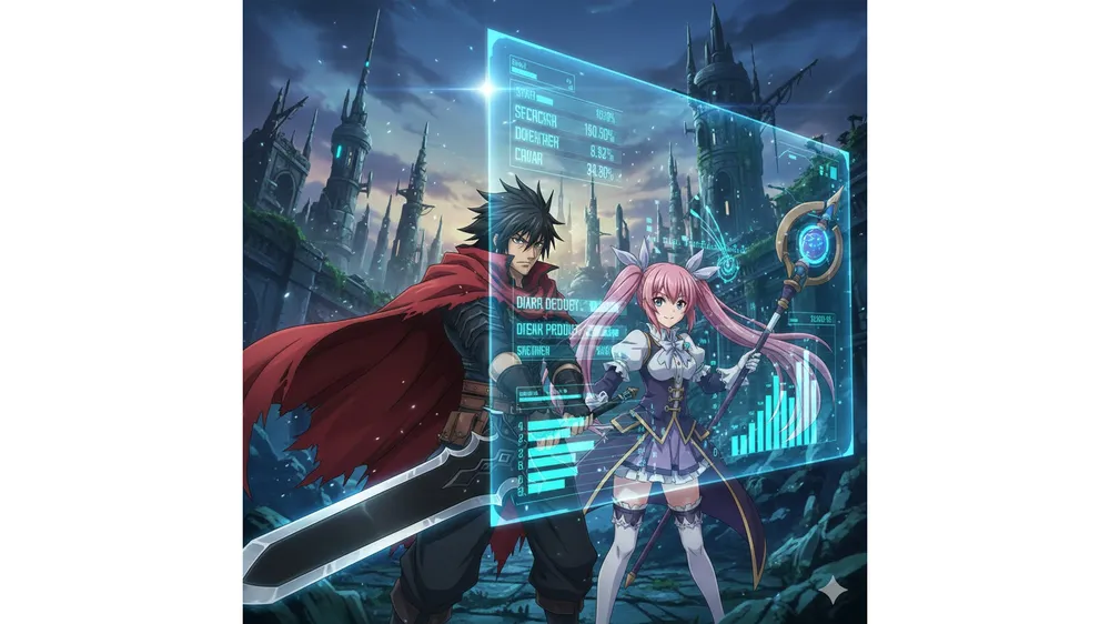 던파 115시즌 전직업 계수표를 분석하고 있는 캐릭터 일러스트