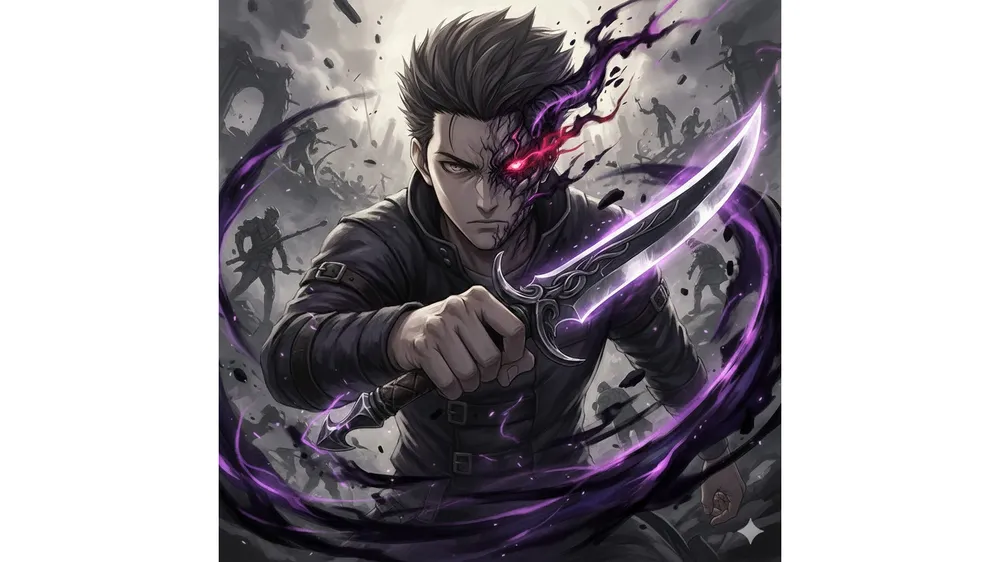 이터널 리턴 이안 공략 썸네일, 단검을 든 이안이 변신하며 붉은 기운을 내뿜는 모습