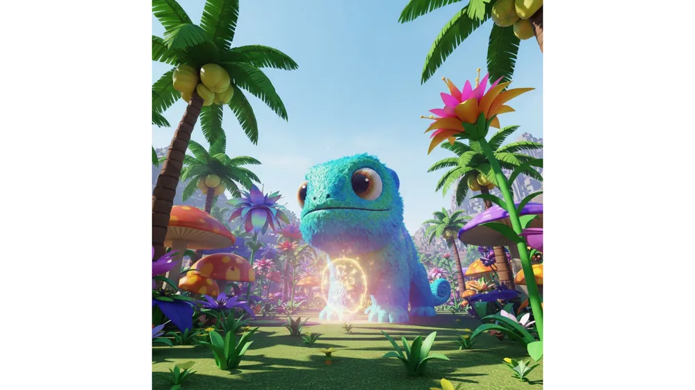 그로우 어 가든 사파리 정원에서 거대해진 펫과 점보 펫 뮤테이션 샤드 효과 연출