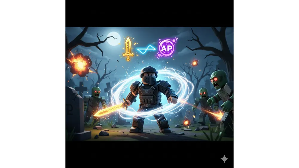 헌티좀비 패시브 조합 공격력과 AP 아이콘이 빛나는 로블록스 캐릭터 썸네일