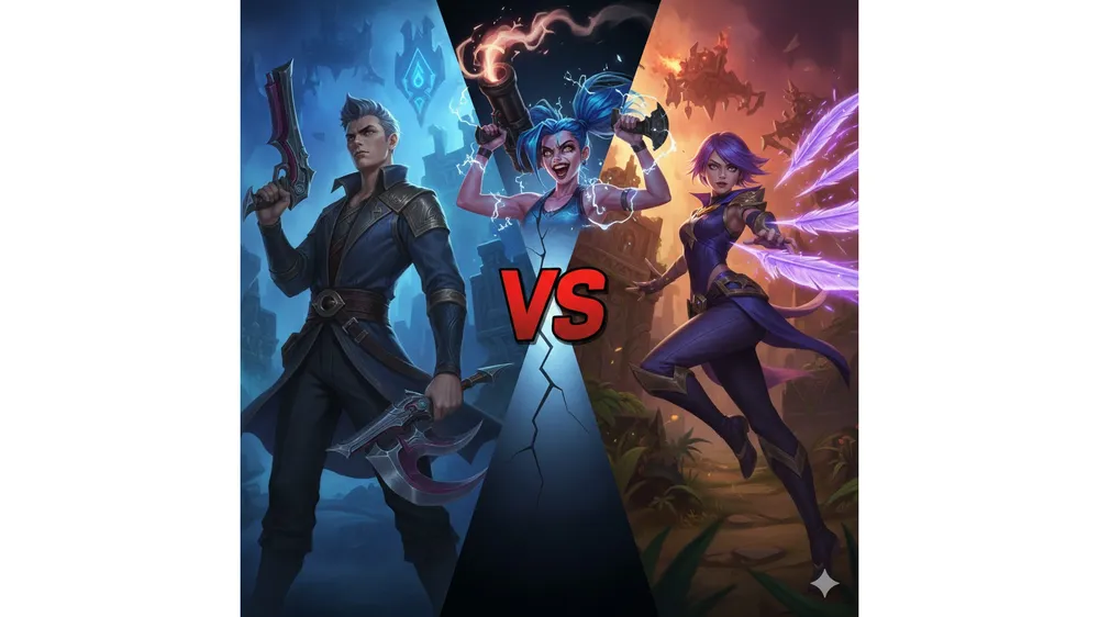 롤 하이퍼캐리 원딜 아펠리오스 징크스 자야의 비교 이미지