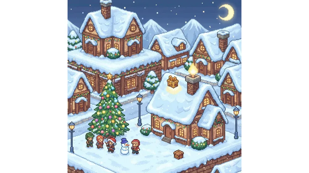 메이플키우기 크리스마스 행복한마을 이벤트 맵에서 캐릭터가 숨겨진 상자를 찾는 모습