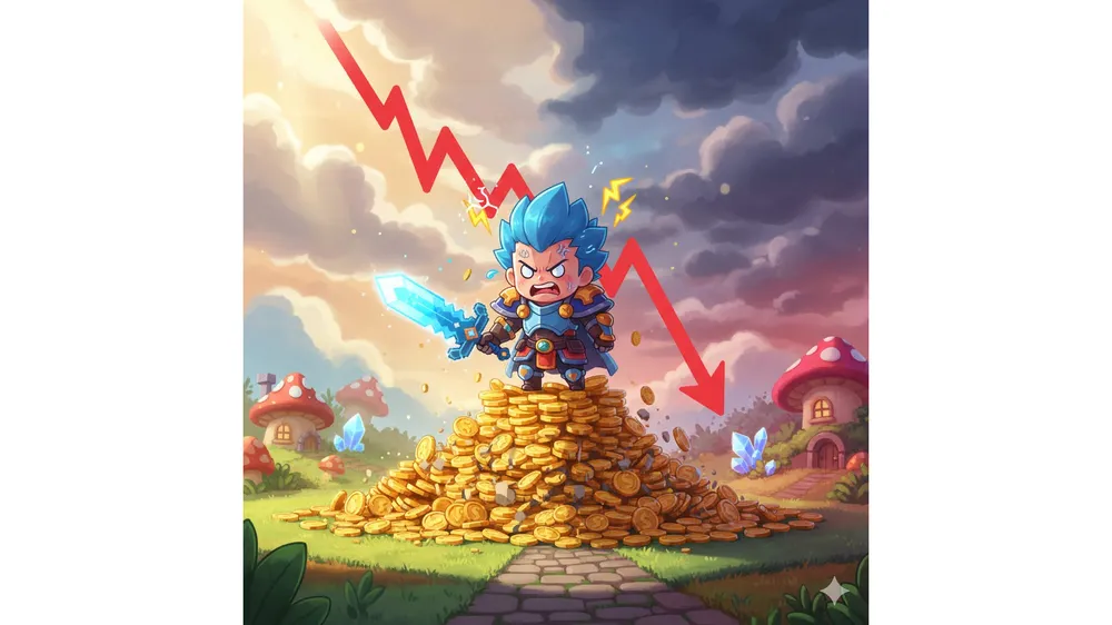 메이플스토리 선쌀필승 논란과 메소 시세 하락을 표현한 판타지 게임 아트