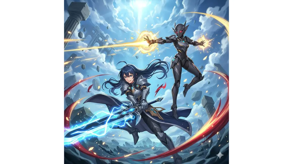 아우터플레인 1월 티어표 주요 캐릭터 아메와 모나드 에바가 등장하는 애니메이션 스타일 썸네일