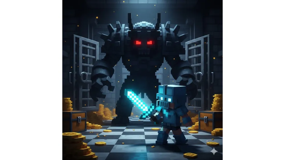 픽셀 블레이드 코드 보상인 코인과 무기를 들고 있는 픽셀 아트 스타일 캐릭터