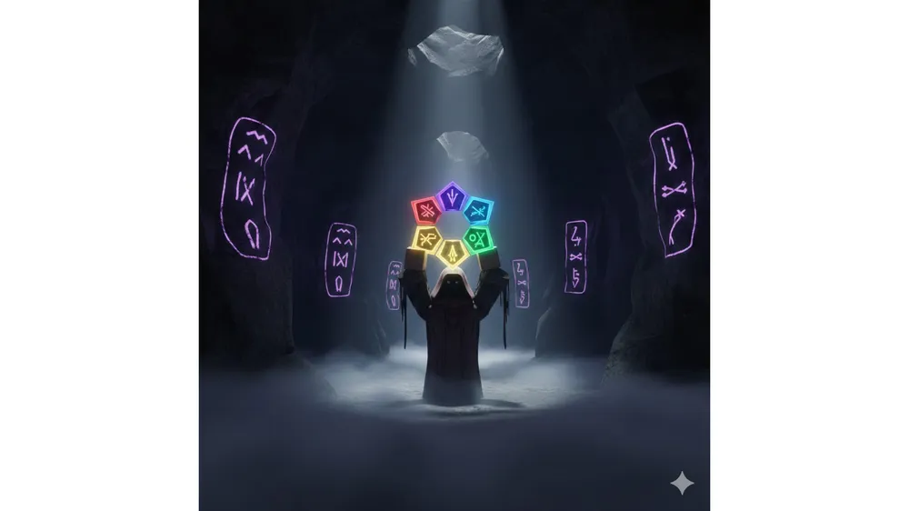 로블록스 피쉬 드리머 아뮬렛 제작을 위해 5개의 조각이 빛나고 있는 모습