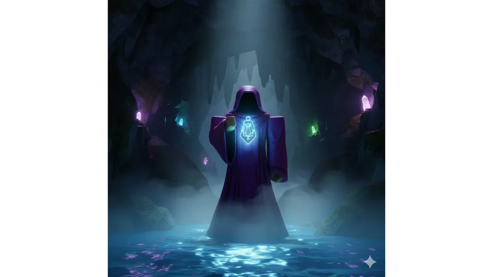 로블록스 피쉬 마엘이라 퀘스트 NPC와 신비로운 동굴 배경