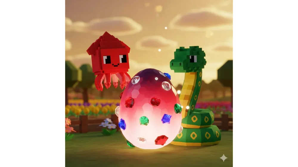 로블록스 그로우 어 가든 젬 에그와 루비 오징어, 에메랄드 스네이크 펫 이미지