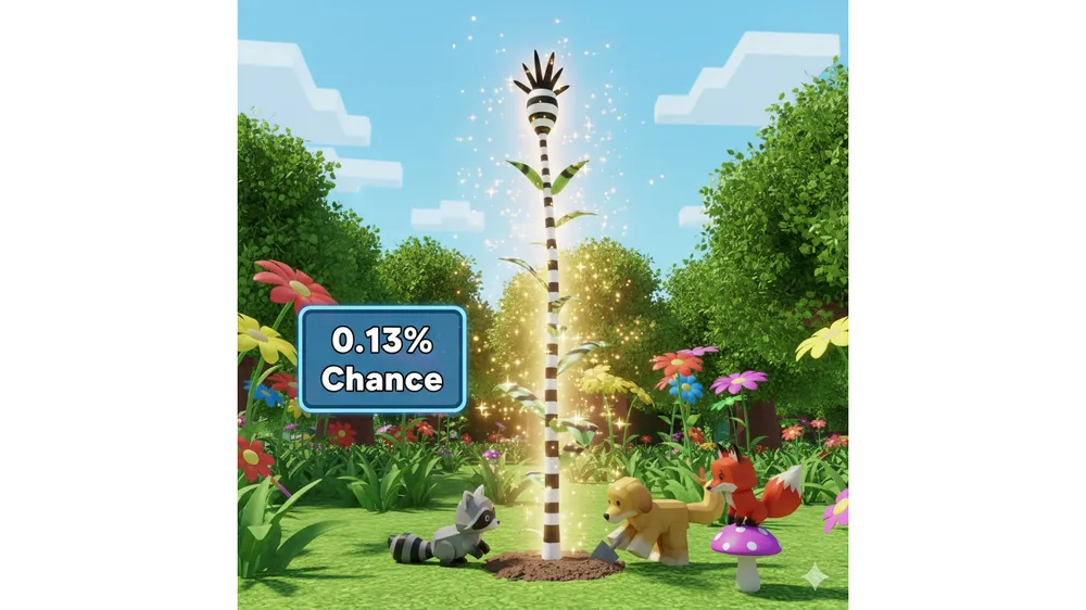 로블록스 그로우 어 가든 제브라징클 씨앗과 펫들이 있는 정원 일러스트