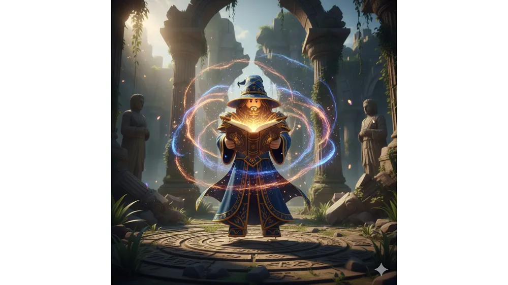 로블록스 마법과 신성 코드 보상인 리롤권과 마법사가 마법을 시전하는 모습