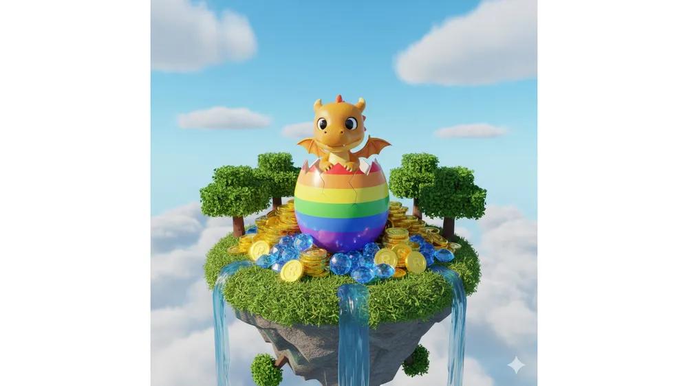 로블록스 내 드래곤 아일랜드 코드 보상인 드래곤 알과 보석 이미지