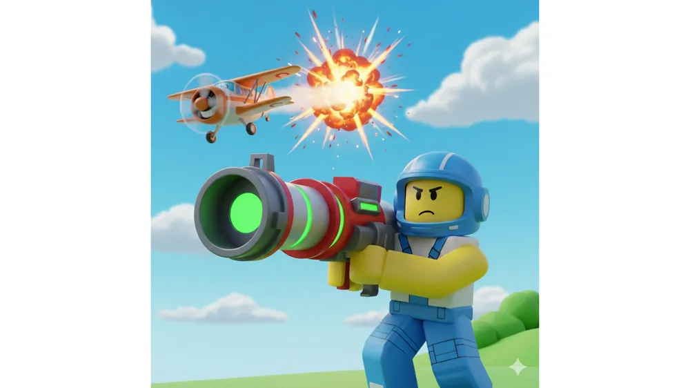 로블록스 비행기 쏘기 코드 입력을 통해 미사일을 발사하는 캐릭터 모습