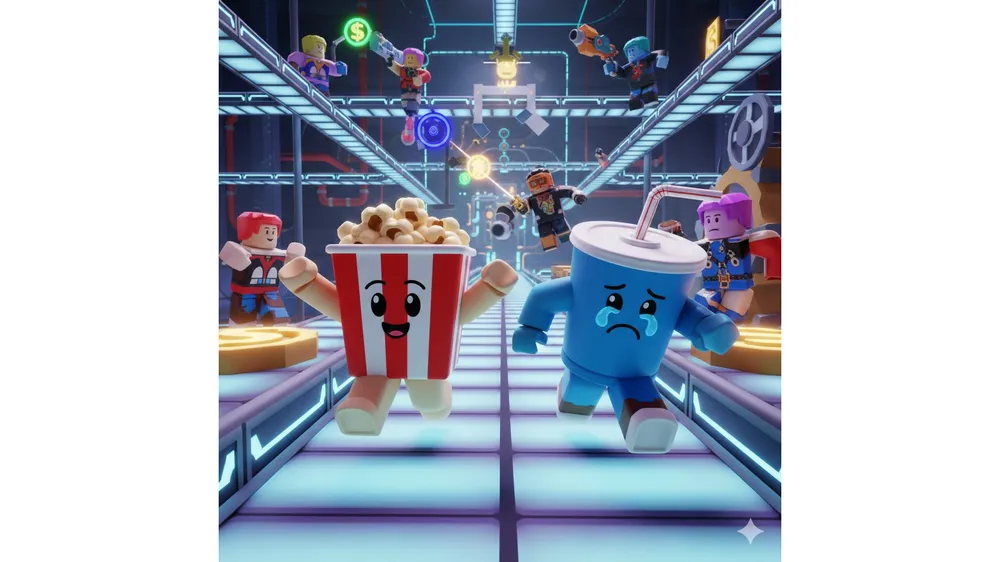 로블록스 브레인로트 훔치기 시크릿 캐릭터 포푸루와 피즈루가 컨베이어 벨트 위에 있는 모습