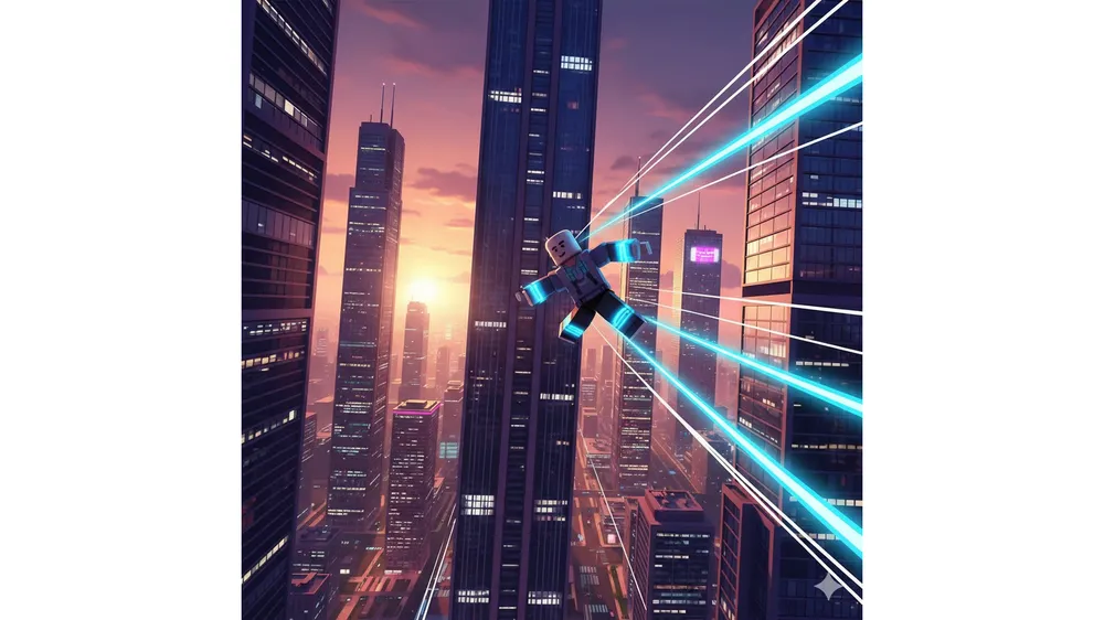 로블록스 벌 Strafe 코드 보상을 받고 파쿠르 액션을 펼치는 캐릭터 썸네일