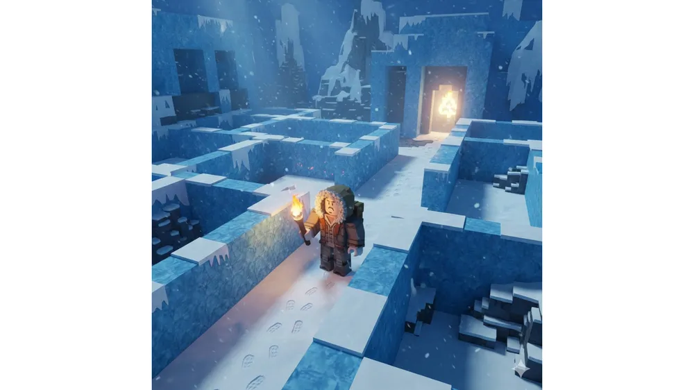 로블록스 더 포지 아이스버그 미로 갈림길과 천사 방으로 향하는 빛