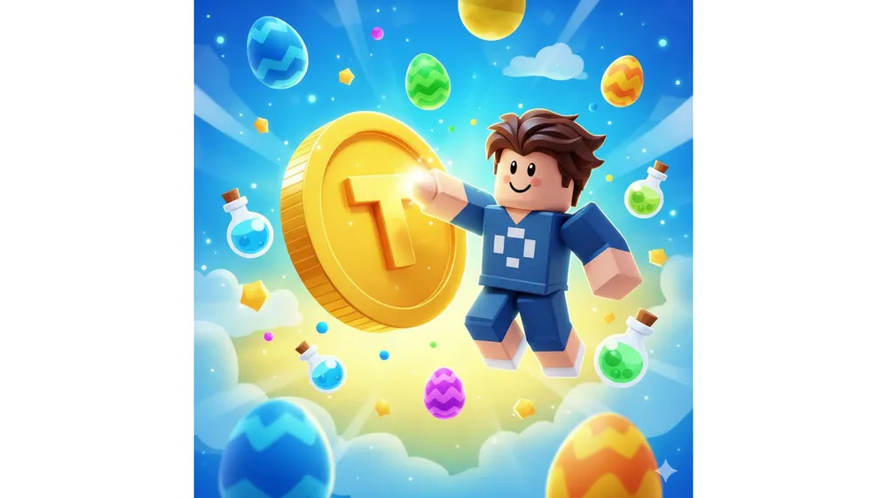 탭 시뮬레이터 코드 보상인 토큰과 펫 알을 클릭하는 로블록스 캐릭터 썸네일