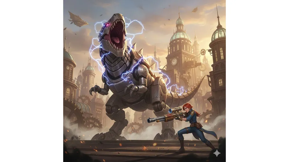 롤체 공룡덱 필트오버 헥스와 케이틀린이 등장하는 게임 아트 썸네일